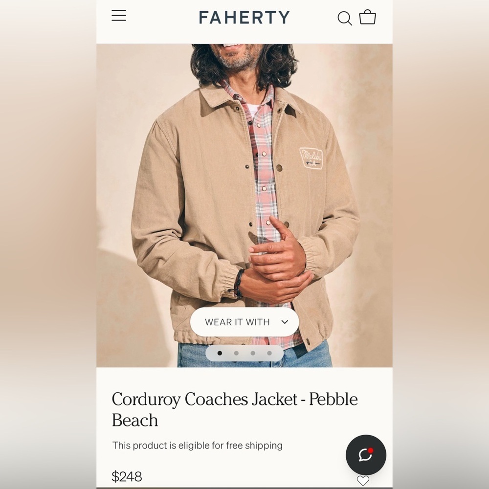 Faherty Tan Corduroy Shirt Jacket - Picture 3 of 3